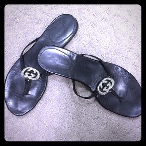 Authentic Gucci sandals with embellished stones