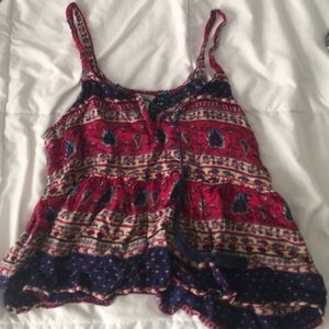 Pink and blue bohemian baby doll tank top