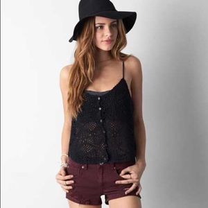Black crochet tank top
