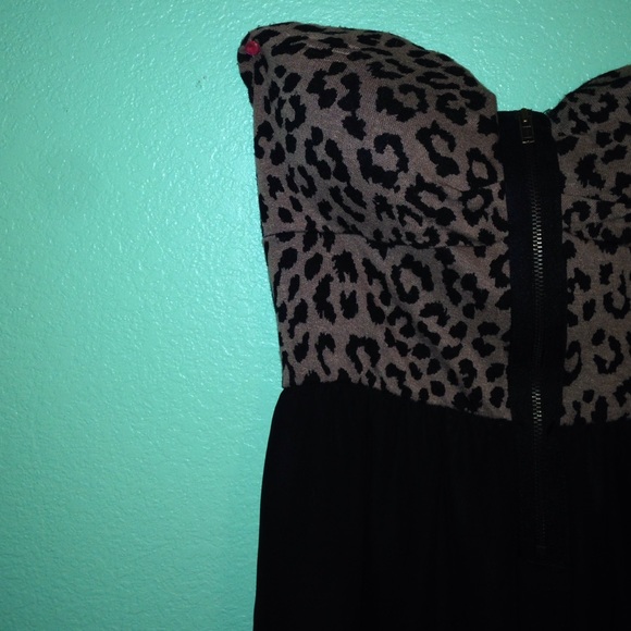 Brown and black leopard high low dress