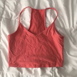Peach tight crop top v neck
