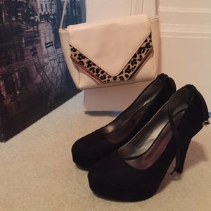 Black Suede Platform Heels