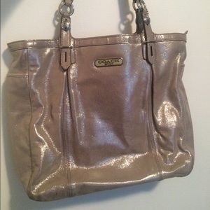 Coach silver/pewter metallic tote
