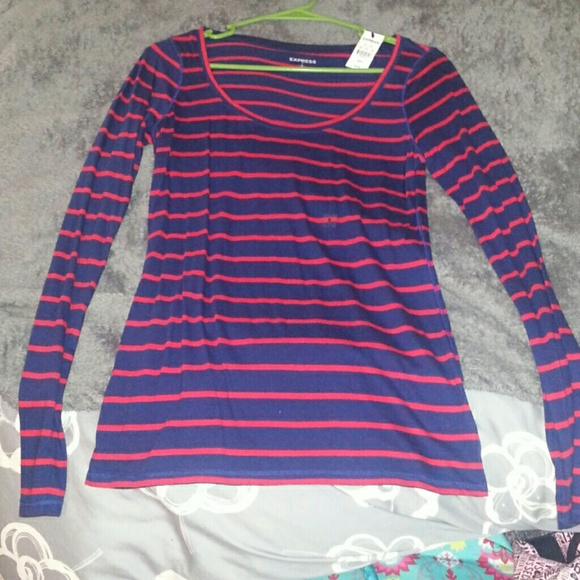 Red and navy striped Express long sleeve