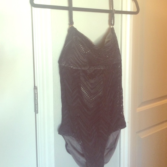 Sheer knit midsection swimsuit