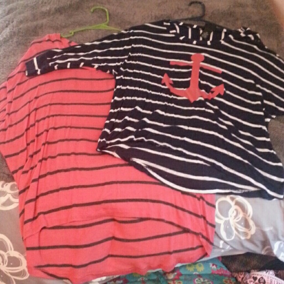 Flowy 3/4 striped sleeve tops