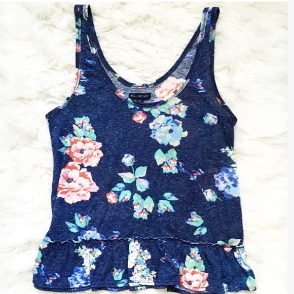 American Eagle Outfitters Tops - Floral Tank with Ruffle Trim [$5 if bundled]