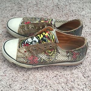 Ed Hardy Slip on Shoes Tiger Print with Gold sz 6