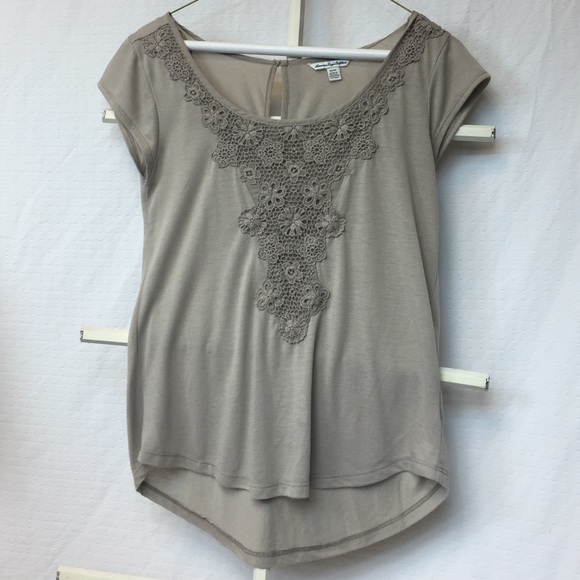 Tan American Eagle Shirt with Lace