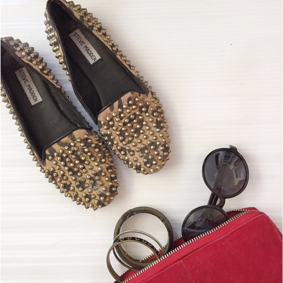Studded Leopard Print Loafers