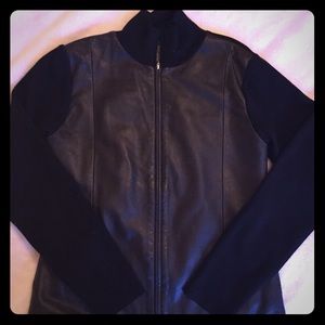 Eddie Bauer Leather Zip-Up Sweater