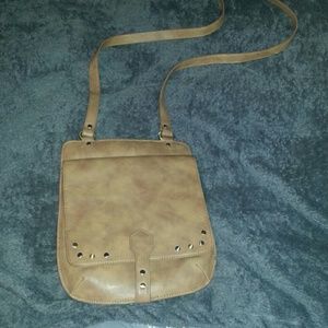 Brown leather satchel