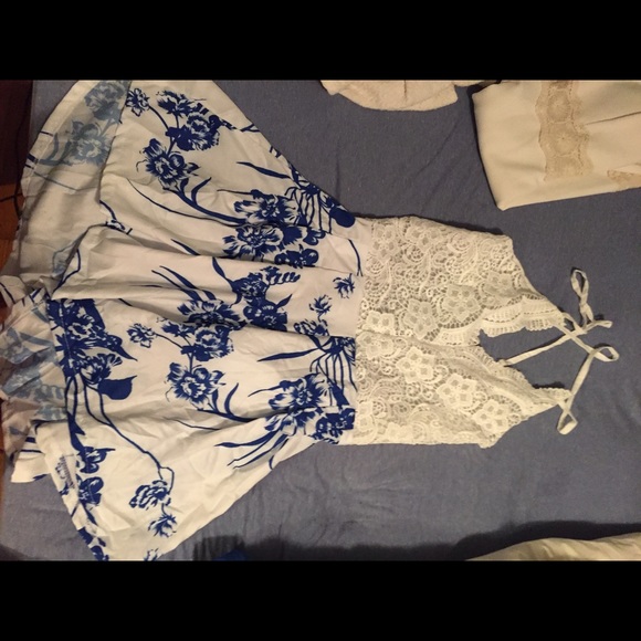 White and blue romper