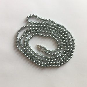 Blue gray long strand pearl necklace