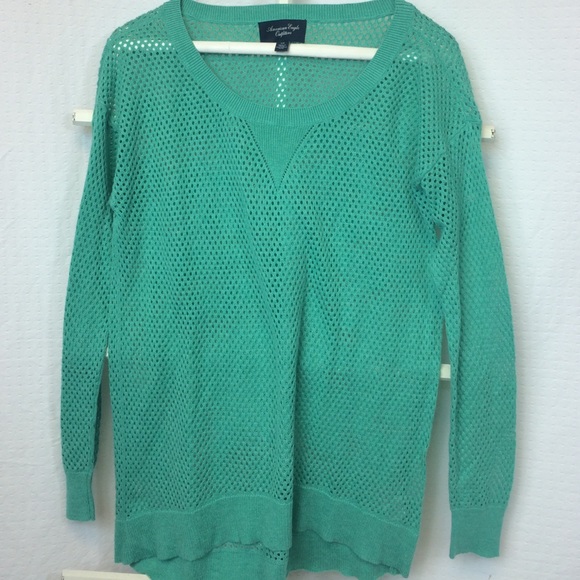 Mint Green American Eagle Crochet Sweater