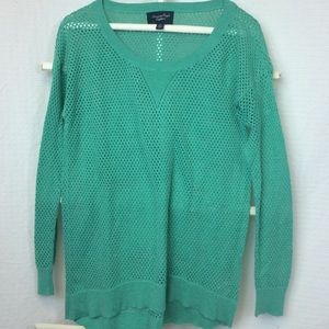 Mint Green American Eagle Crochet Sweater