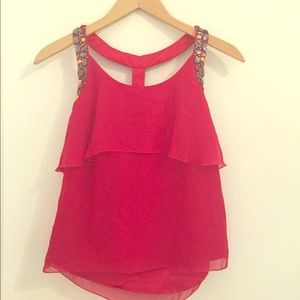 Bebe red ruffle tank