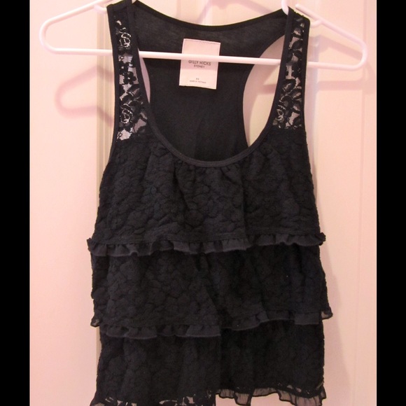 Gilly Hicks XS Blue Tiered Lace Top