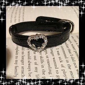 Black Charm Bracelet with Heart Slide on Charm