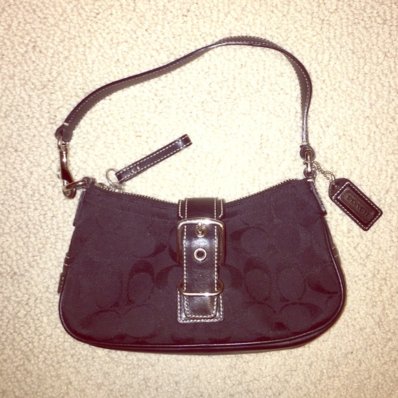 Coach black signature handbag