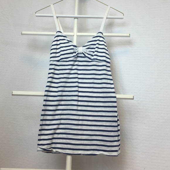 American Eagle Navy and White Striped Tank Top