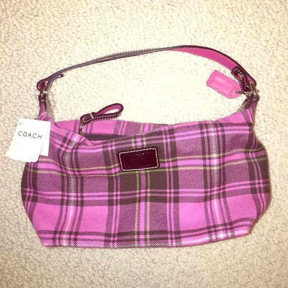 Coach plaid pink handbag