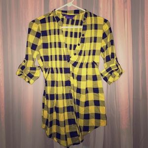Black and Yellow Plaid Top