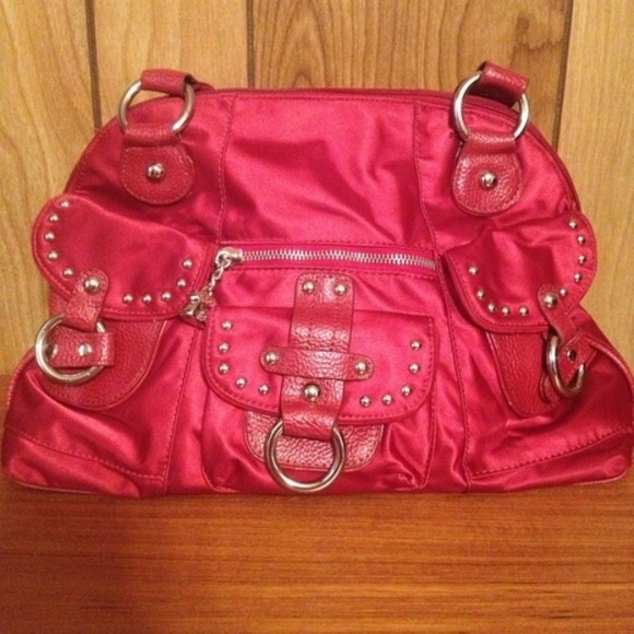 Roomy red satin purse