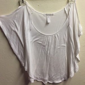 Ambiance Apparel White Open Shoulder Crop Top