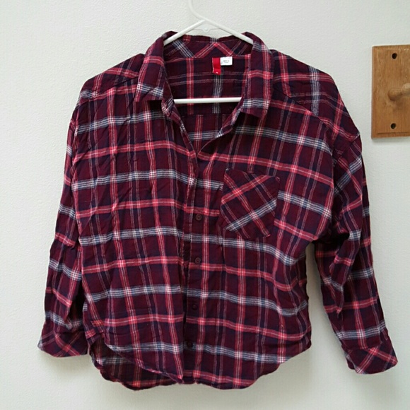 Burgundy plaid button down