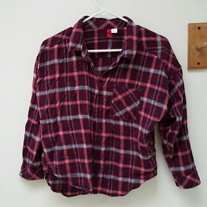 Burgundy plaid button down