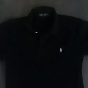 Mens black and white polo shirt