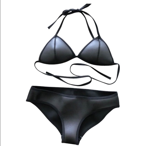 Black neoprene bikini