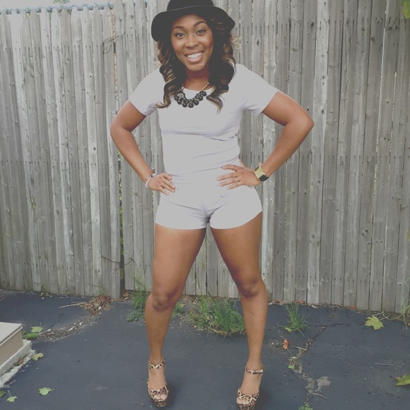 Light grey two piece set. Crop top & shorts
