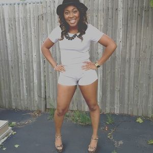 Light grey two piece set. Crop top & shorts