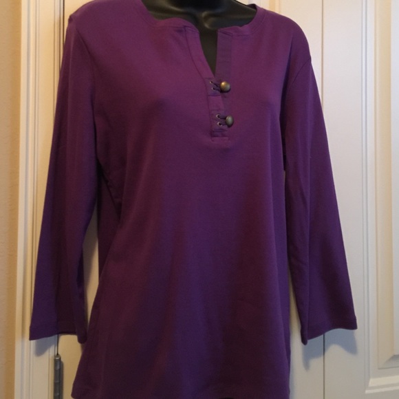 Jones New York Purple V-Neck Top