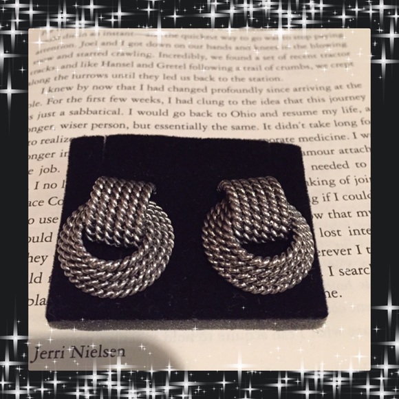 Vintage Silver Rope Button Earrings