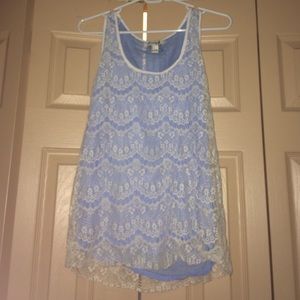 Powder blue and lace tank top