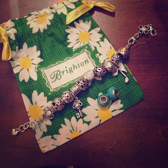 Brighton charm bracelet with 11 beads and 2 charms