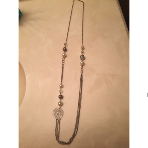 Long silver necklace