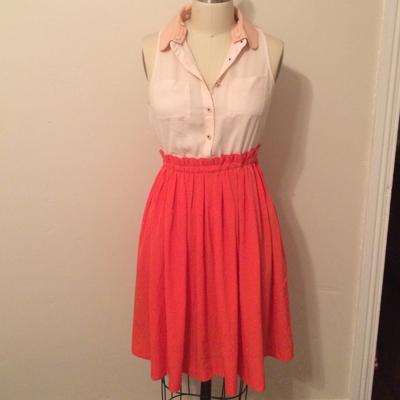 Anthropologie dress orange and cream!