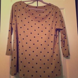 Brown polka dot boat neck shirt