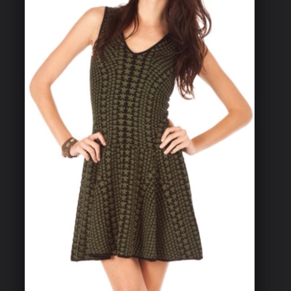Torn by Ronny Kobo "Green Stars" Dress Size Large