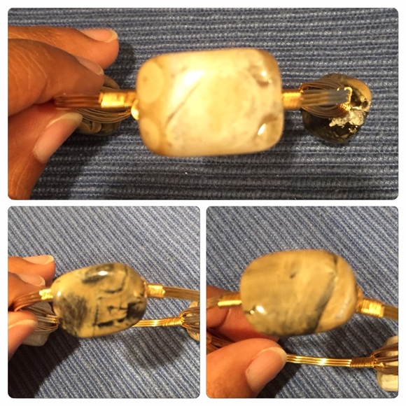 New Beautiful Stone Wire Wrap Bangle - Picture 3 of 3