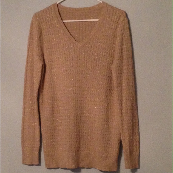 Golden thread, light weight sweater.