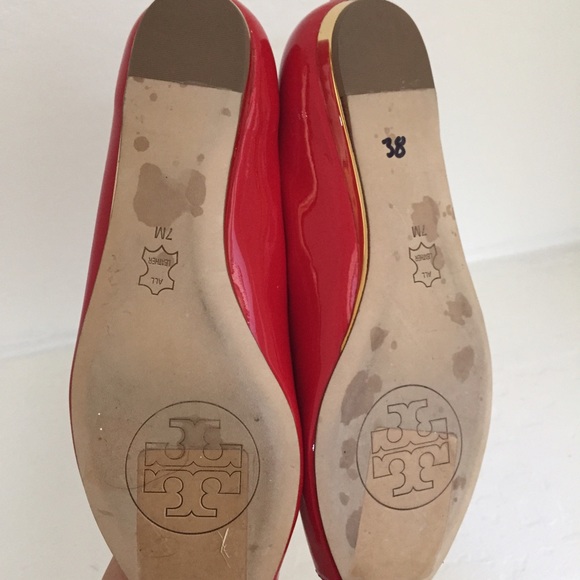 Tory Burch Cornelia Open Toe Red Patent Flats sz 7 - Picture 4 of 4