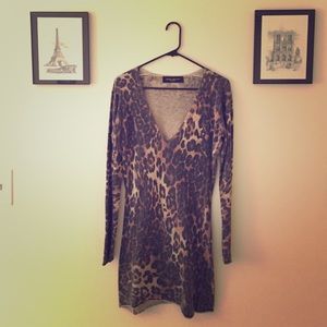 Long sleeved, leopard print dress