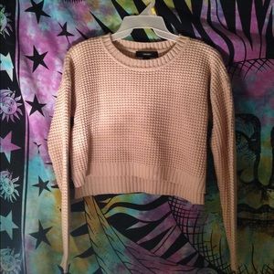 Forever 21 beige crop top waffle sweater