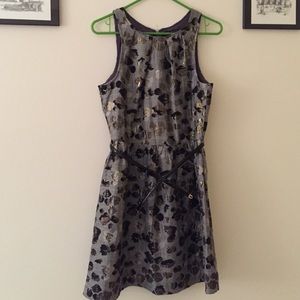 Grey and gold leopard print dress