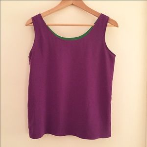 Reversible solid colored silk tank